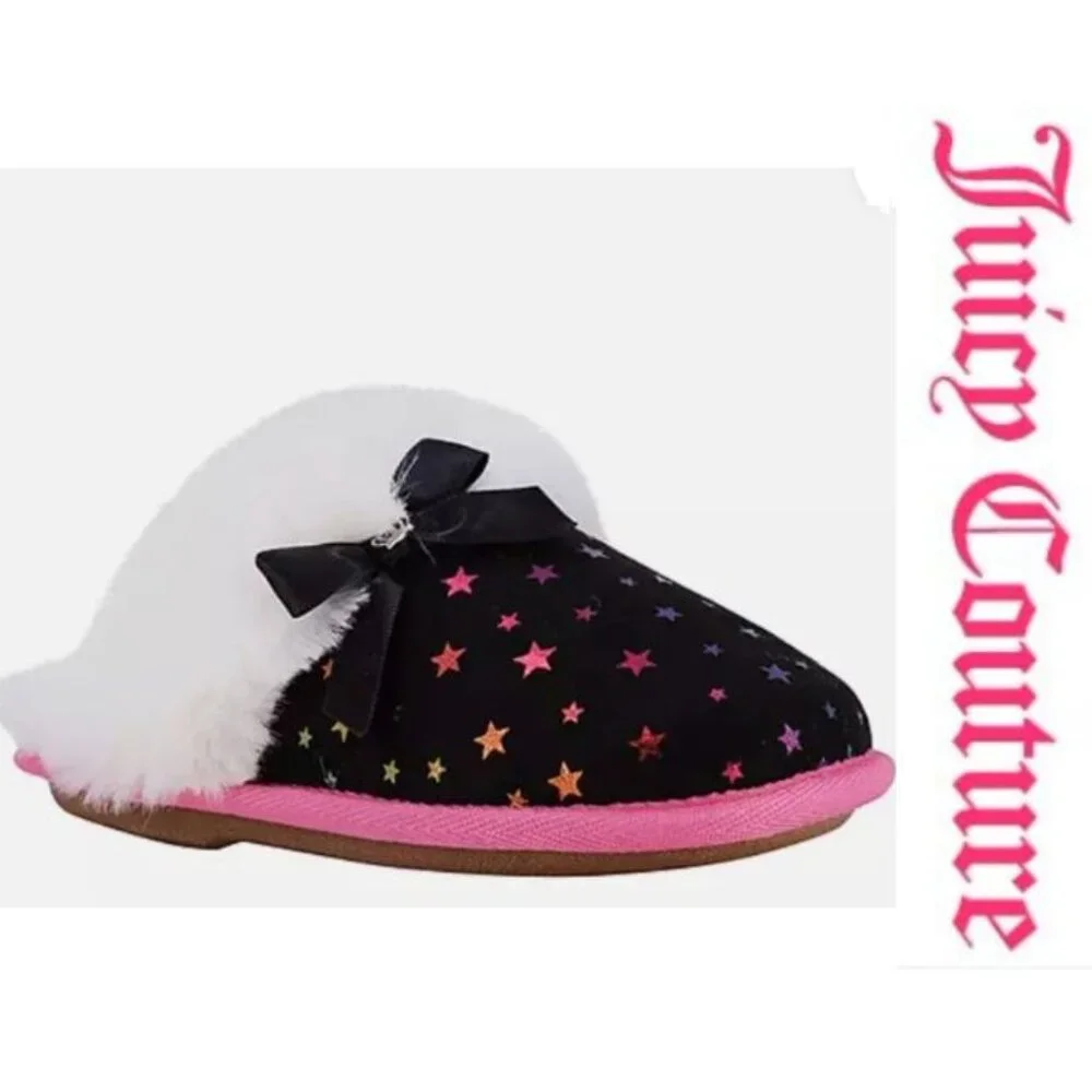 NWT Juicy by Juicy Couture Sonora Girls Slip-On Slippers Black SZ 4-5 🌟🌟